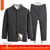 Winter Cotton Homewear Set for Men: Plush Velvet Lined Jacket and Pants for Warmth, Ideal for Middle-Aged and Elderly