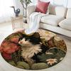 Flower Cat,Round Area Rug,Carpet Rug for Living Room Bedroom Sofa Playroom Decor,Non-slip Floor Mat