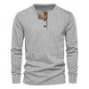 Men Solid Color Slim Fit Casual Corduroy Long Sleeve T Shirt