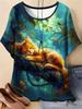 Summer Women 3D Printed Cat T-Shirt Cute Graphics Short Sleeves Tops Casual Fashion Tees O-Neck T-Shirts Oversize Woman Clothes