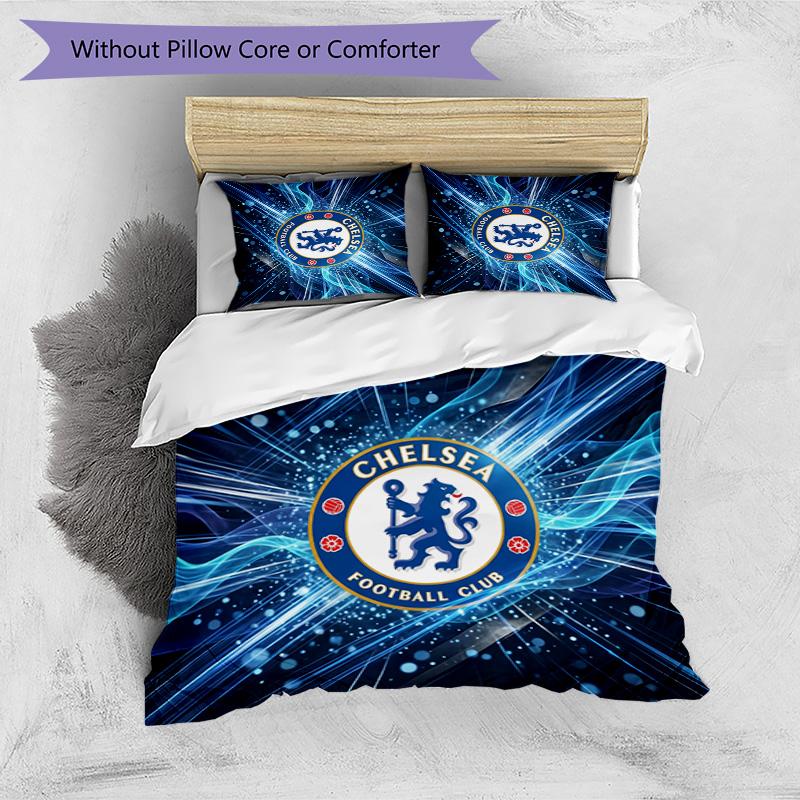 Set Lenzuola 3 Pezzi Stampato Chelsea FC Morbido Delicato sulla Pelle Lavabile Copripiumino e Federe Set Tutte le Stagioni Camera da Letto