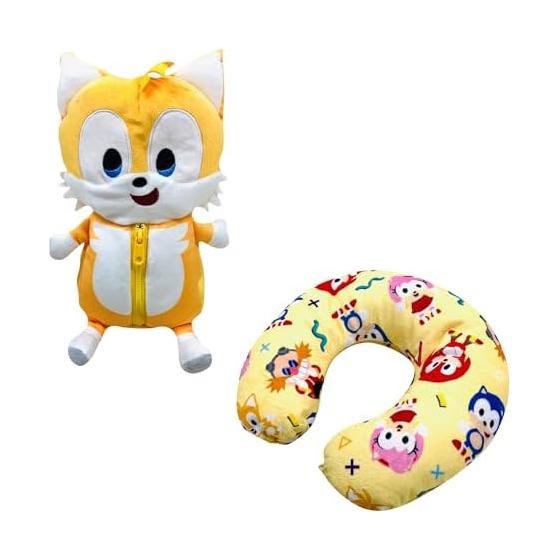 MORIPiLO Sonic Tails Neck Pillow Neck Pillow (Transformation Neck Pillow) Plush Cushion Sonic the Hedgehog Yellow 25x35cm Character Pillow Morishita