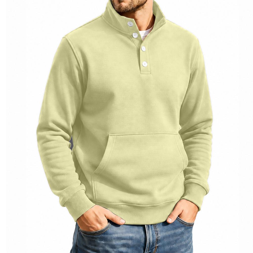Men's Streetwear Loose Fit Sweatshirt with Stand Collar and Pocket