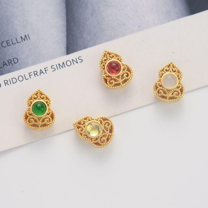 

Alluvial Gold Accessories Gourd Bracelet Spacer Beads Ancient Gold DIY Ornament Accessories Hand String Loose Beads Carrying Strap Beads Accessories White jade color