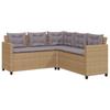 L shaped garden sofa set with table and cushions beige poly rattan
