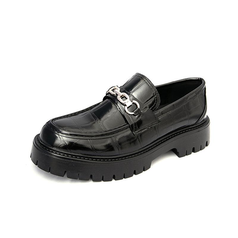 

Large size new four-season style business leather shoes fashionable platform leather shoes small man 38 чёрный
