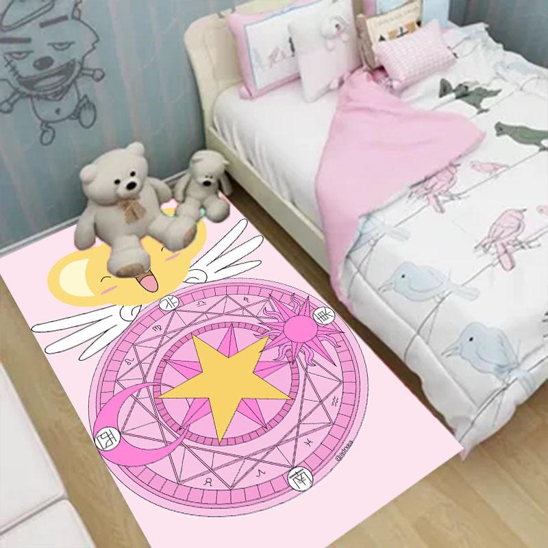 Kawaii Cardcaptor Sakura Area Rug Kids Carpets Tarot for Girls Home Living Room Rug Bedroom Sofa Doormat Floor Anti Slip Mats