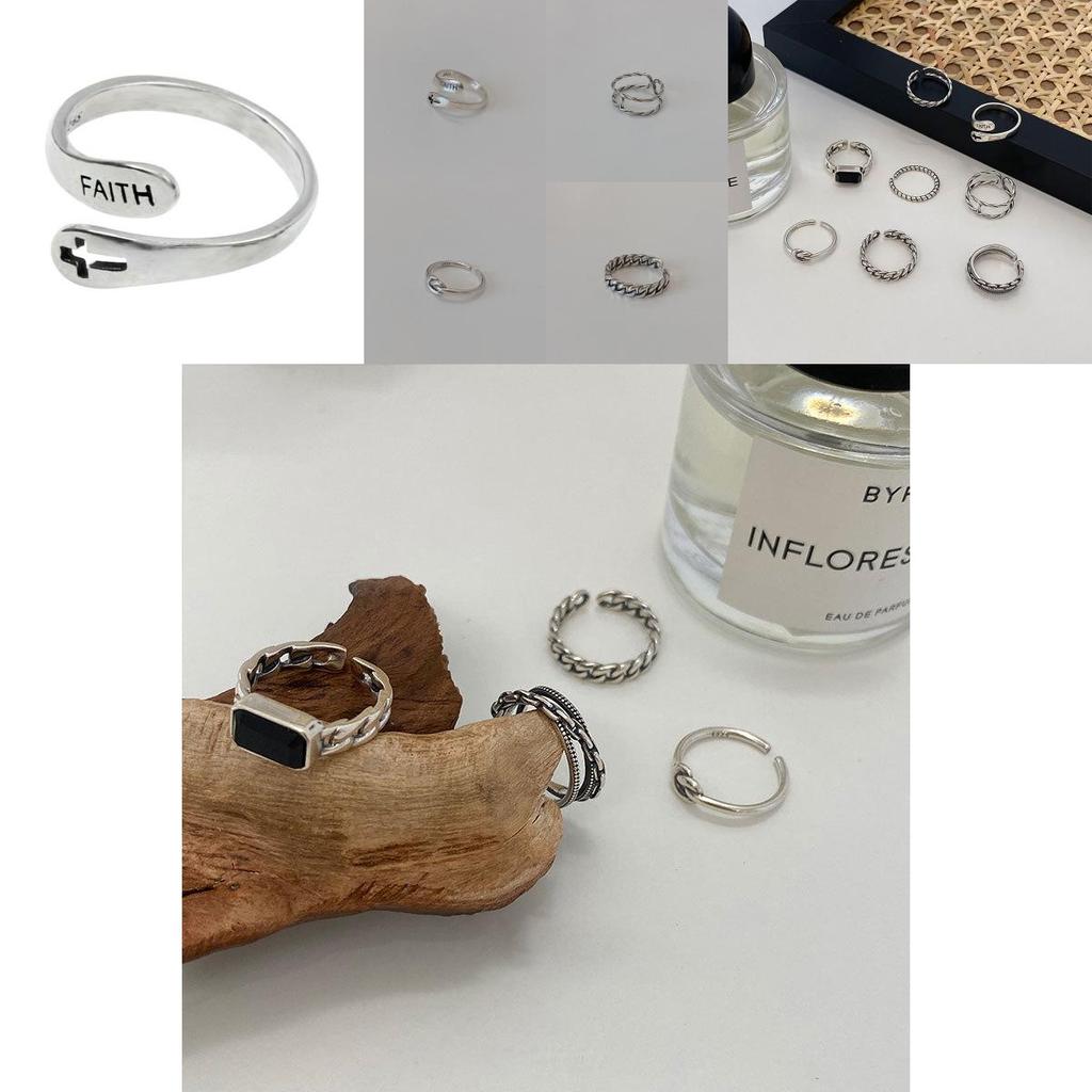 Unique S925 Silver Layered Hip Hop Ring For Women With Geometric Design And Versatile Style