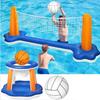 Aufblasbares Pool-Volleyballnetz-Set mit Basketballkorb, Volleyballnetz & Basketballkorb, 2-in-1 schwimmende Wasserspiele für Erwachsene, Wassersport im Hinterhof