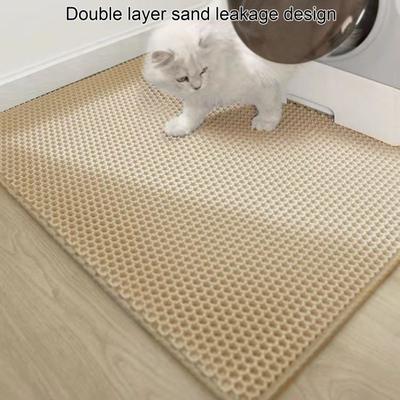Yousheng Extra Large Cat Litter Mat Double Layer Cat Litter Trapping Mat Non-Slip Waterproof Litter Box Mat Scatter Control Pad