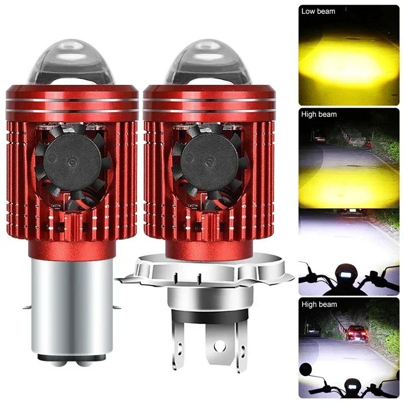 LED Motorcycle Headlight Bulb 10000LM H4/H6 12V Moto Spotlights CSP Lens White Yellow Hi Lo Lamp Scooter Accessories Fog Lights