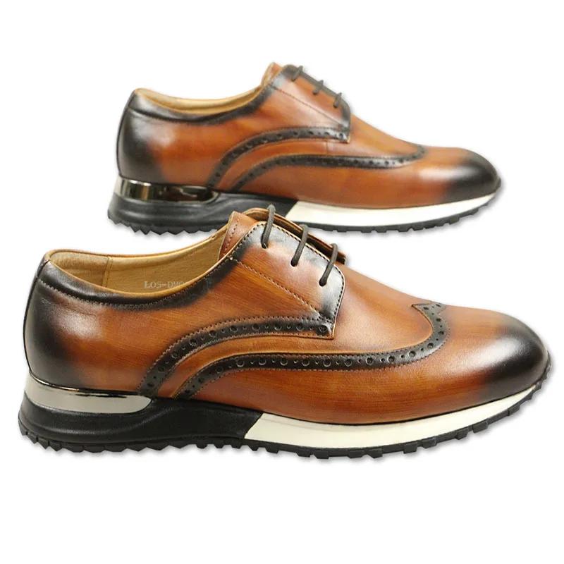 

Мужская мода броги туфли официальное платье ручной работы повседневные спортивные туфли оксфорды с круглым носком дышащие туфли из натуральной кожи для мужчин 38 коричневый