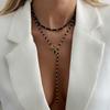 Ingemark Trend Elegant OT Buckle Square Acrylic Pendant Necklace Women Retro Black Cylindrical Crystal Chokers 2026 New Jewelry