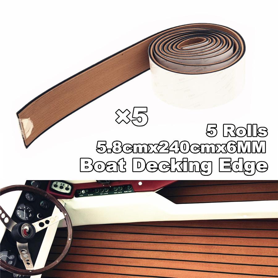 5 Rolls EVA Teak Decking Border For Boat Marine Flooring Carpet Self Adhesive Tape 5.8cmx240cmx6MM Yacht Boat Accessories