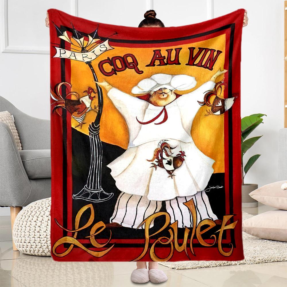 Chef Wine Blanket Ultra-Soft Suitable for Seaside Couch Chair Four Seasons Multipurpose Warmthful Decor Perfect Gift for Relatives and Friends