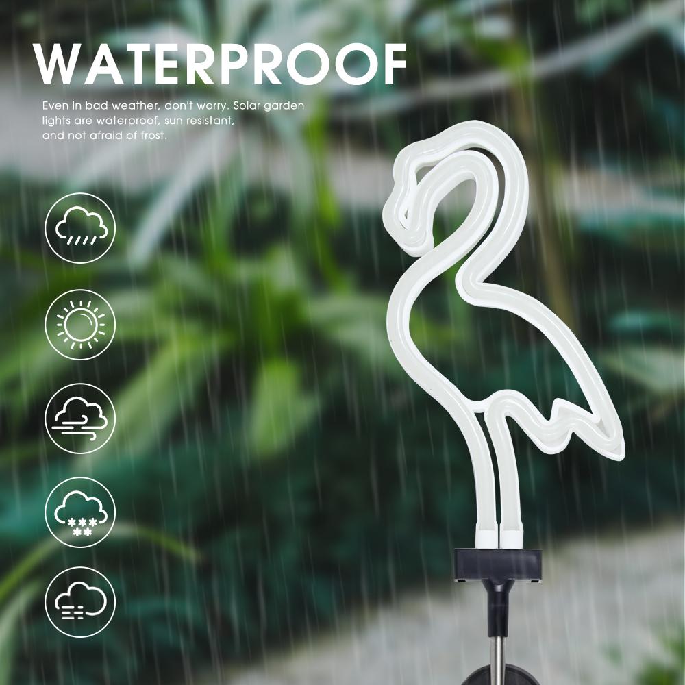 Solar Neon Flamingo Light Garden Ornament Outdoor Lawn Lamp Landscape Yard Light Wedding Party Supplies Christmas Art Decoration