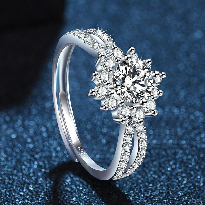 Original 925 Silver Ring High Quality Adjustable Opening AAA Zircon For Women Wedding Fine Fashion Jewelry Gift