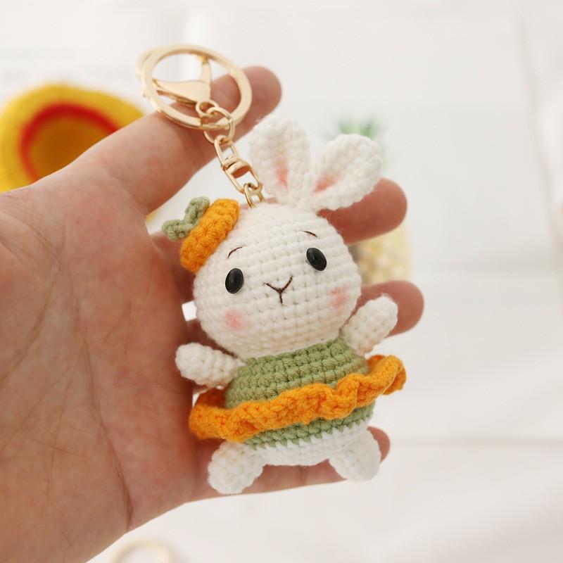 Pilot Design Cute Rabbit Crochet Keychain Handmake Crochet Animal Doll Keyrings For Bag Pendant Knitting Rabbit Keychain Custom