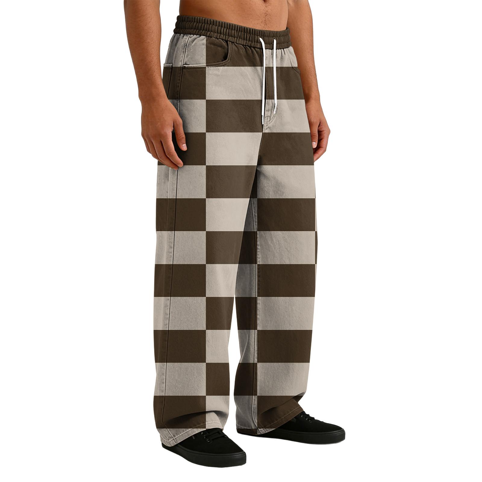 Men s Casual Stretch Waist Drawstring Straight-Leg Pants XXXL