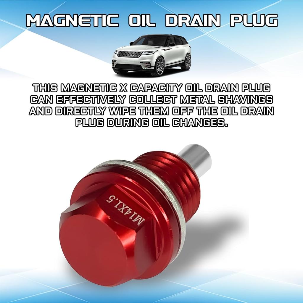 Car Magnetic Oil Drain Plug with Crush Washer Gaskets, M14×1.5 Aluminum Oil Pan Drain Plug Repair Kit, Oil Drain Nut Bolt Compatible with Ford,
