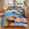3pcs Tangled Rapunzel & Flynn Rider Bedding Set, Including 1 Quilt Cover and 2 Pillow Shams, Without Filling, Soft and Comfortable Home Bedroom F