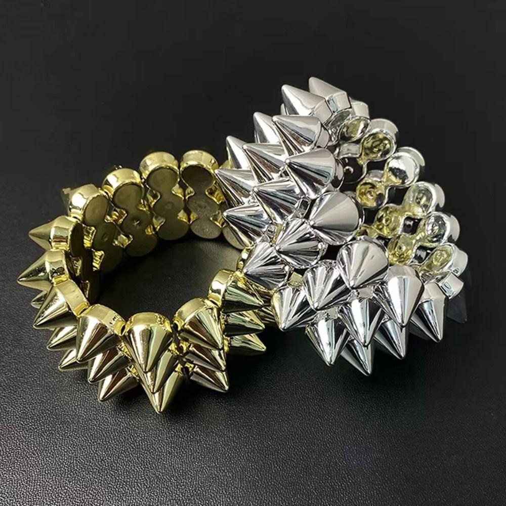 Three-row Punk Style Bracelets Y2K Jewelry Goth Rock Bangle Cool Rivet Cone Bracelets  Hip-hop