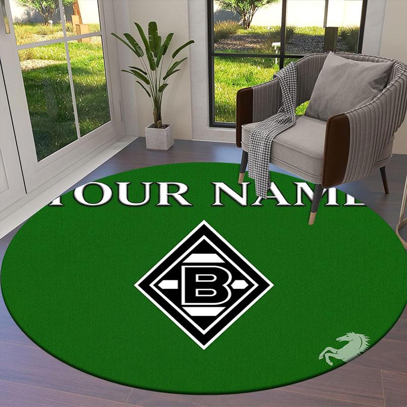 Borussia Custom Name Round Area Rug,Carpet Rug for Living Room Bedroom Sofa Playroom Decor,Non-slip Floor Mat