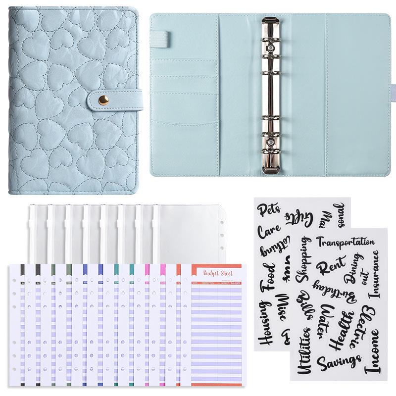 3D Heart Pattern A6 Loose-Leaf Notebook with PU Cover