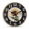 Wooden Retro Sunflower Clock Modern Round Silent Wall Clock Non-Ticking Hanging Wall Decor Clocks Bathroom