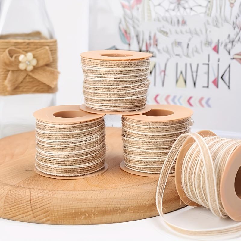 1/3rolls 10m Natural Ribbon - 0.5cm Wide Rustic Craft Ribbon for Gift Wrapping,Christmas Thanksgiving Party Supplies