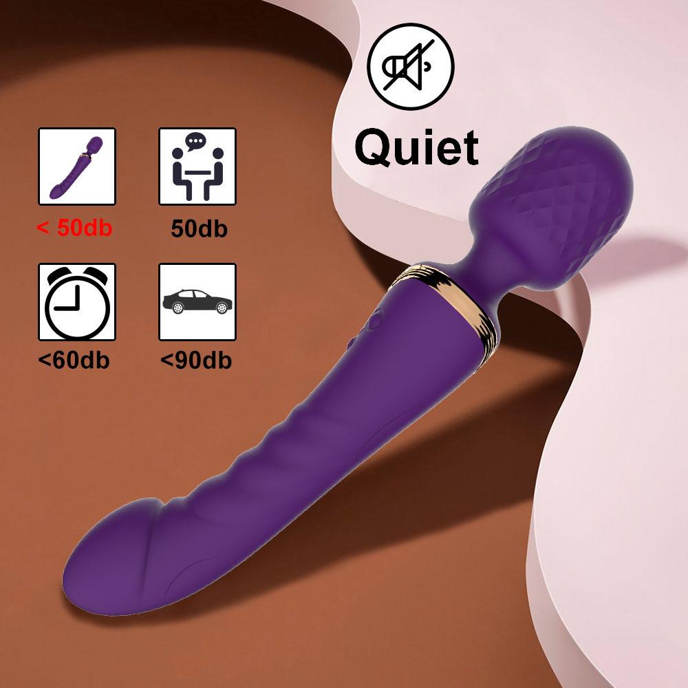 Dobbelmotor Magisk Tryllestav Vibrator 10 Moduser G-punkt Massasjeapparat Oppladbart Litiumbatteri Klitorisstimulator Dildo for Kvinner Anale Plugg Leker for Voksne