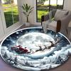 1pc Round Rug Appropriate for Office, Santa Claus Carpet, Versatile Printed Chair Rug, Durable Home Sofa Carpet