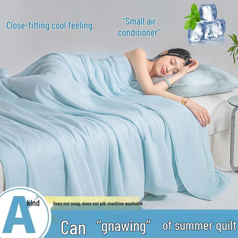 2025 A-Class Mica Cool Silk Summer Air Conditioning Quilt - Luxury Solid Color, Double Spliced, Washable