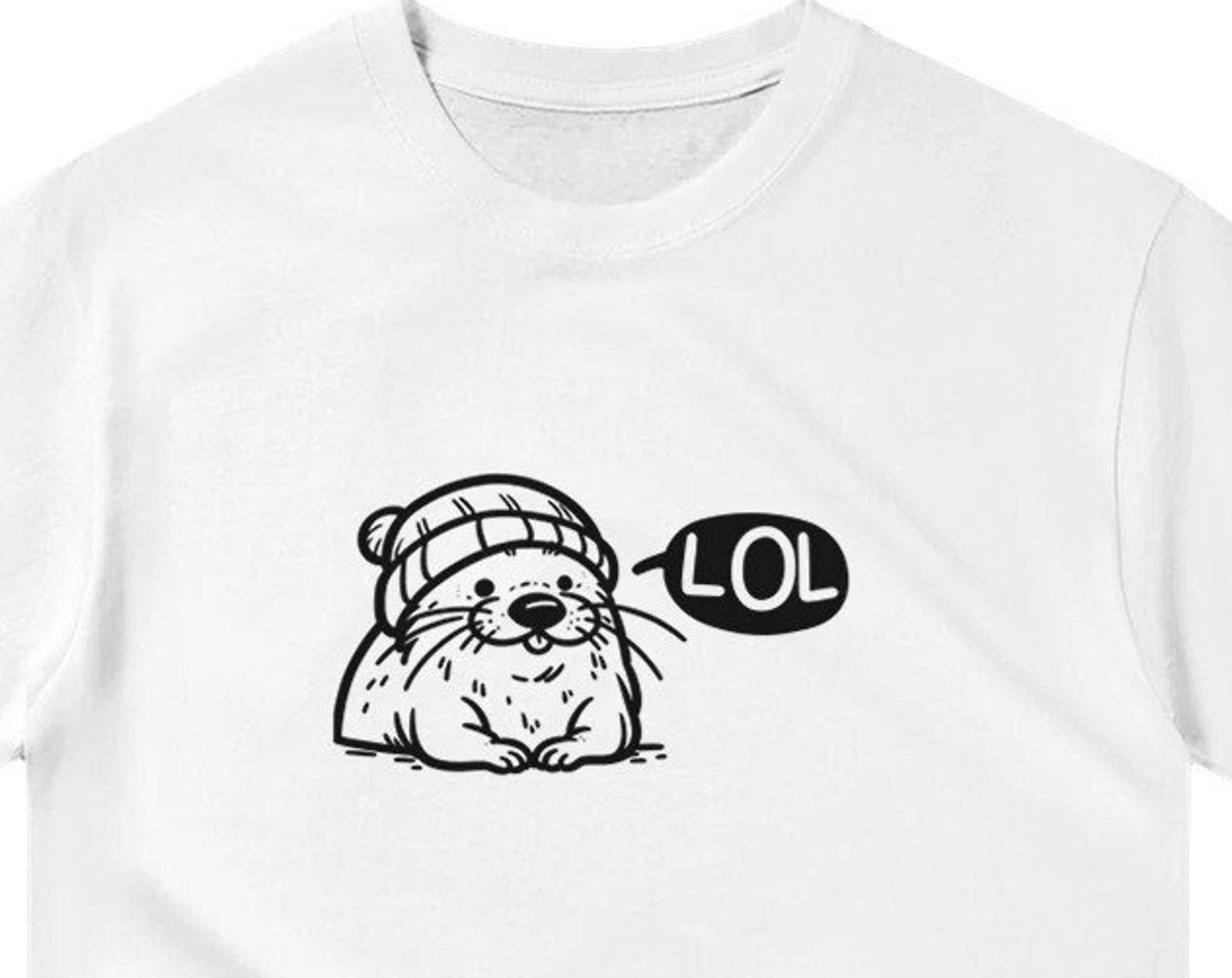 Amused Otter in Beanie Shirt ,Unisex, Animal Lover Shirt, Funny Animal T-shirt, Gifts For Him, Gifts for Her L
