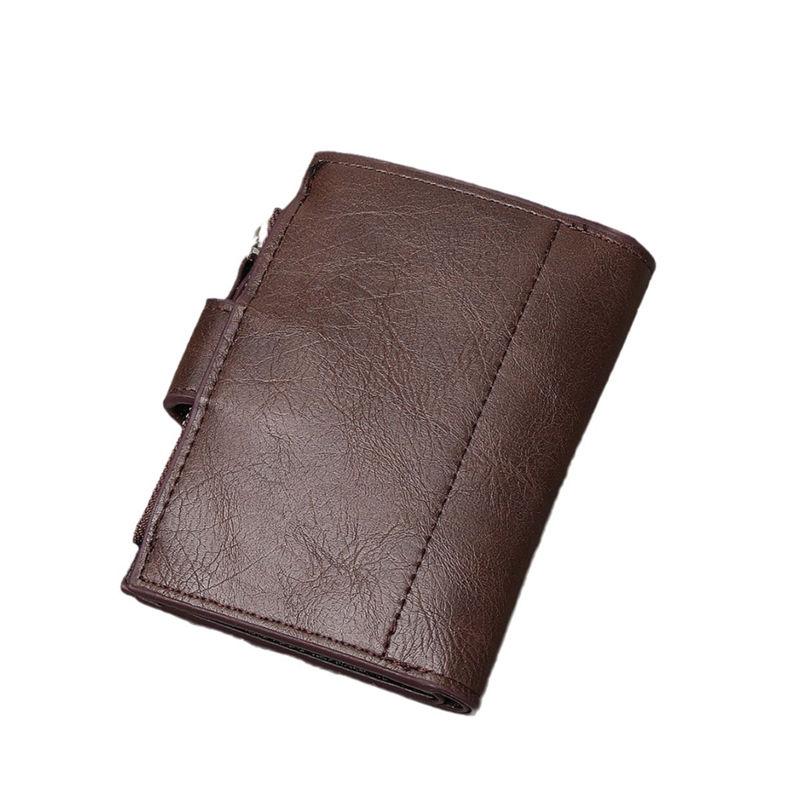 Men Fashion Short Wallets Vintage Design Artificial Leather Card Holder Zipper Coin Purse Classic GZW