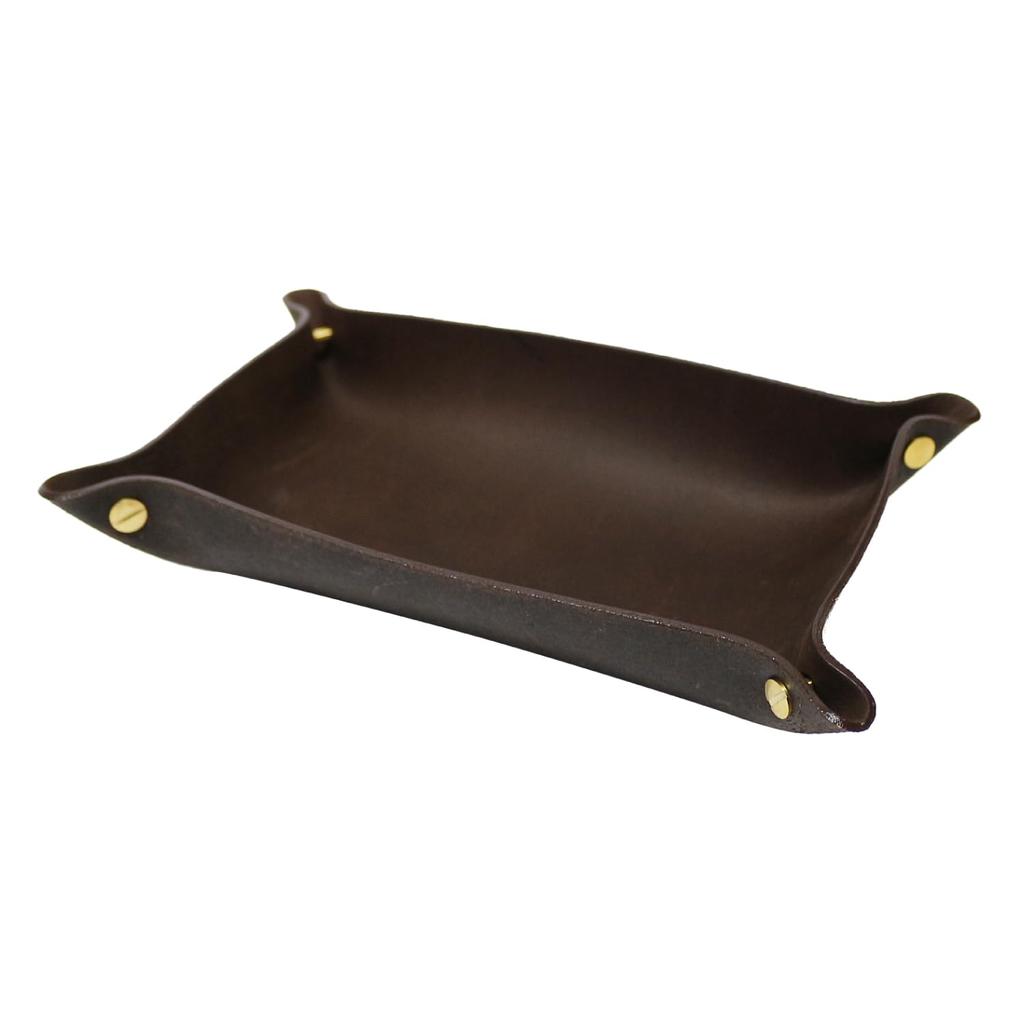 LODGE COFFEE Cash Tray, Italian Leather Accessory Tray, Small Item Holder, Genuine Leather, Made In Japan (Brown)