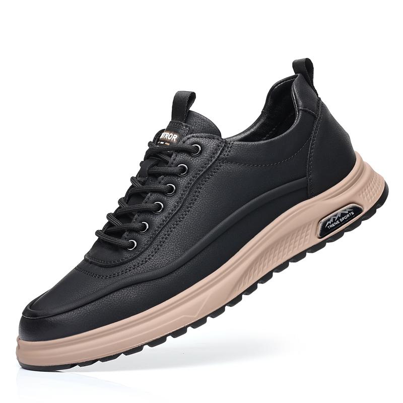 

Мужская повседневная обувь из натуральной кожи на шнуровке с мягкой подошвой, нескользящая обувь для отдыха, походов, простых мокасин ручной работы 44 чёрный