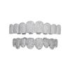 Iced Out Plná mosaz Zirkon Osm zubů Grillz Hip Hop Ústa Zuby Dekorace Halloween Cosplay Rap Zub Šperk Dárek