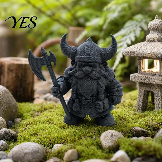 3D Printed Viking Figurine Dwarf Warrior Statue, Barbarian Figurine, Horned Nordic Mythology Ornament Helmet Desk Decor for Home Office, Collectible