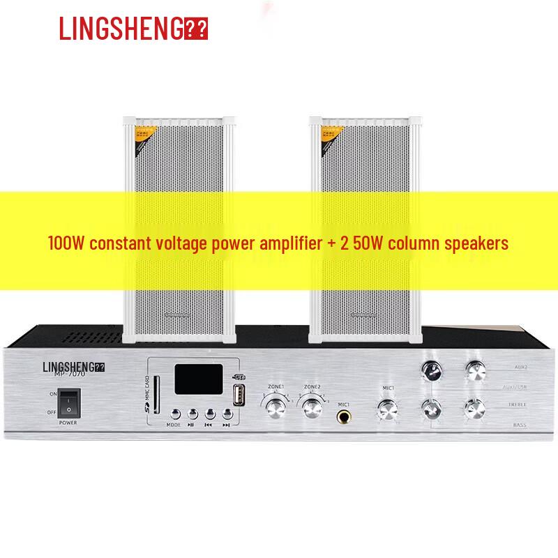 LINGSHENG Outdoor Waterproof PA System with Amplifier & Sound Columns CN Plug (adapter Included) (CN Version)