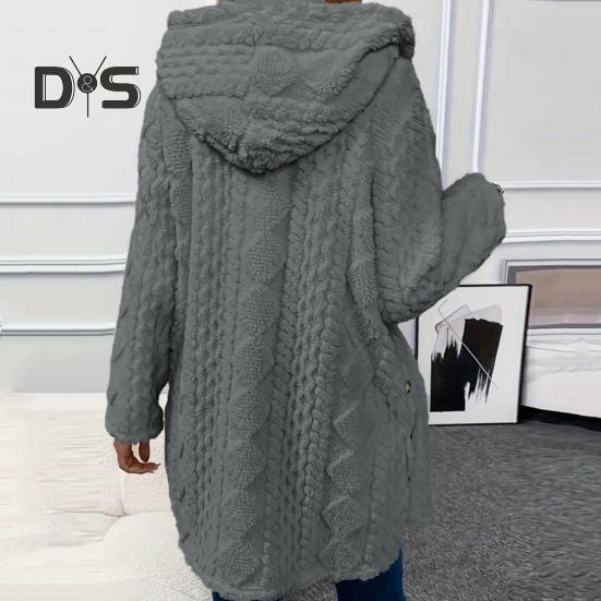 Fall Spring Women Jacket Hooded Loose Solid Color Long Sleeves Single-breasted Cardigan Hoodie Sport Casual Commuting Outerwear