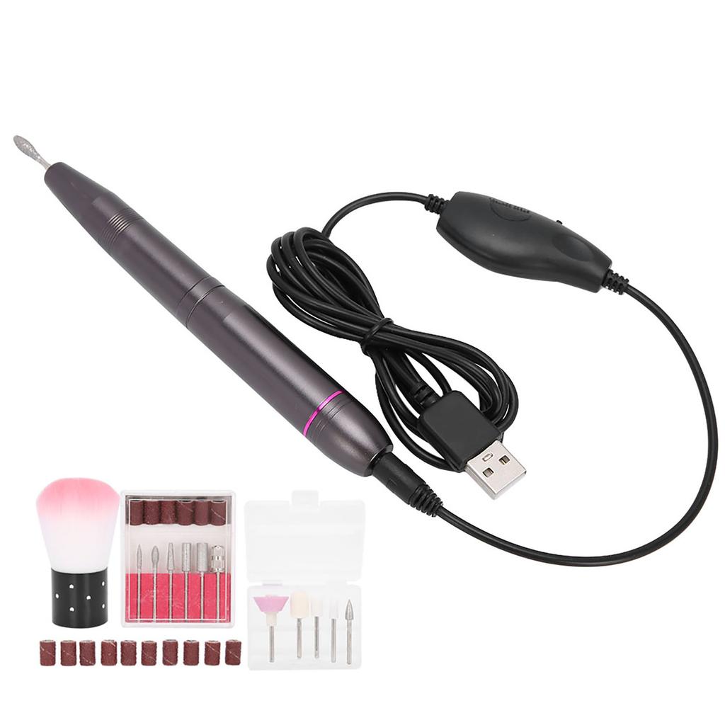 Nail Drill Pen Electric Nail Grinder Polisher Kit Portable Polishing Manicure ToolPink