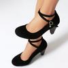 Large size  shoes summer new matte high heels buckle shallow mouth round head wedge heel single shoes  shoes