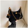 Ielgy Suede Large Capacity Autumn Winter Retro Shoulder Messenger Bag Chain Commuter Bucket Bag