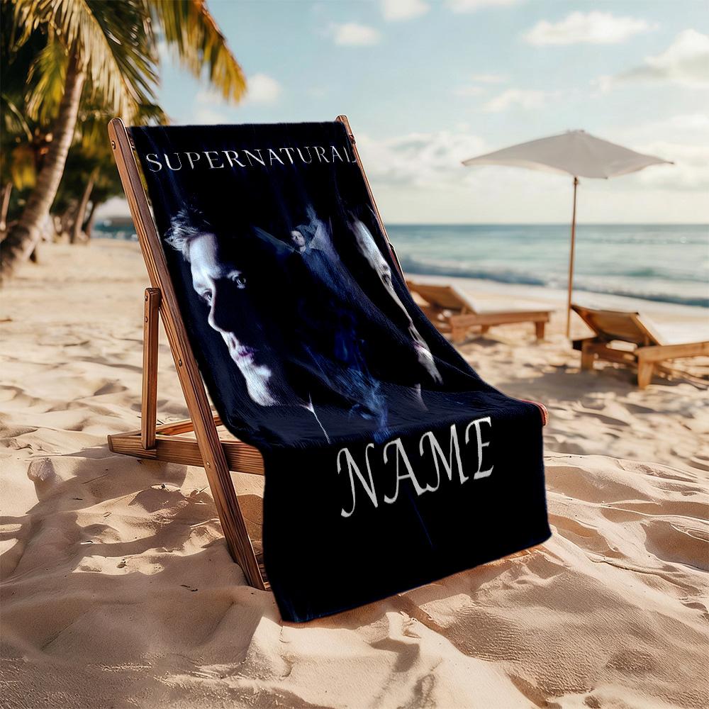 Supernatural Name Mystery Customized Name Beach Towel Super Soft & Absorbent Suitable for Sports Travel Swimming Yoga Bathroom Beach And Pool