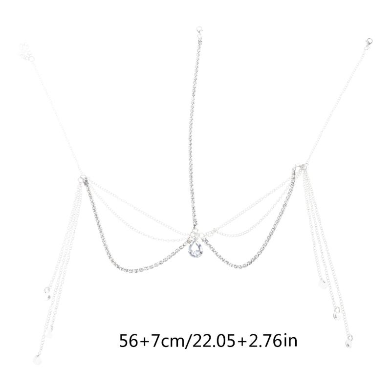 Rhinestone Waterdrop-Head Chain Headwear Crystal Forehead Headband Wedding Bridal Hair Chain Headpiece for Women Jewelry