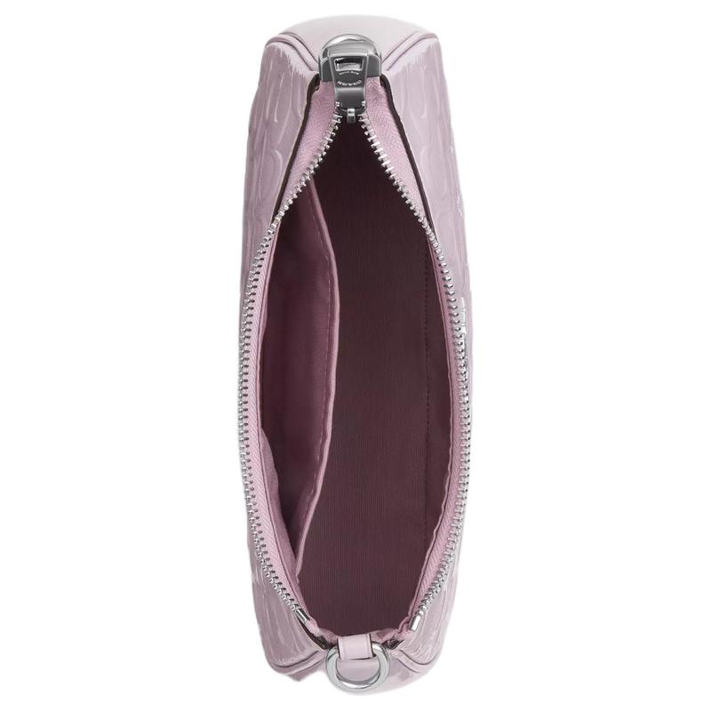 COACH Teri 25 Heart Charm Silver Metallic Leather Shoulder Bag Medium Women's Light Purple