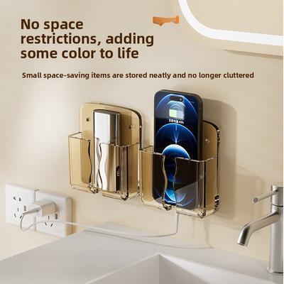 1 PZ Supporto Adesivo per Ricarica Telefono Cellulare Parete Camera da Letto Senza Foratura Comodino Scaffale Portaoggetti Pigro Scaffale Multiuso