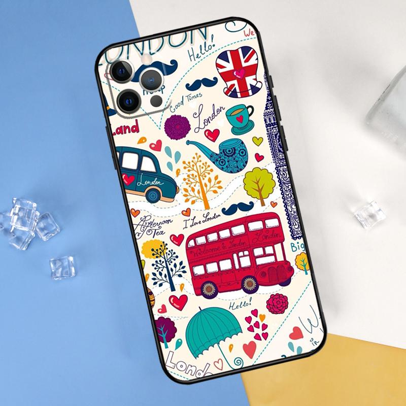 London Bus England Big Ben Phone Case For iPhone 16 Pro 15 Pro 11 13 14 Pro Max 12 Mini XR 16 15 Plus 16e Cover Shell
