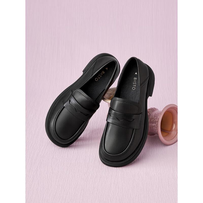 Baishitu Women s Academy Style Thick Heel Loafers 36